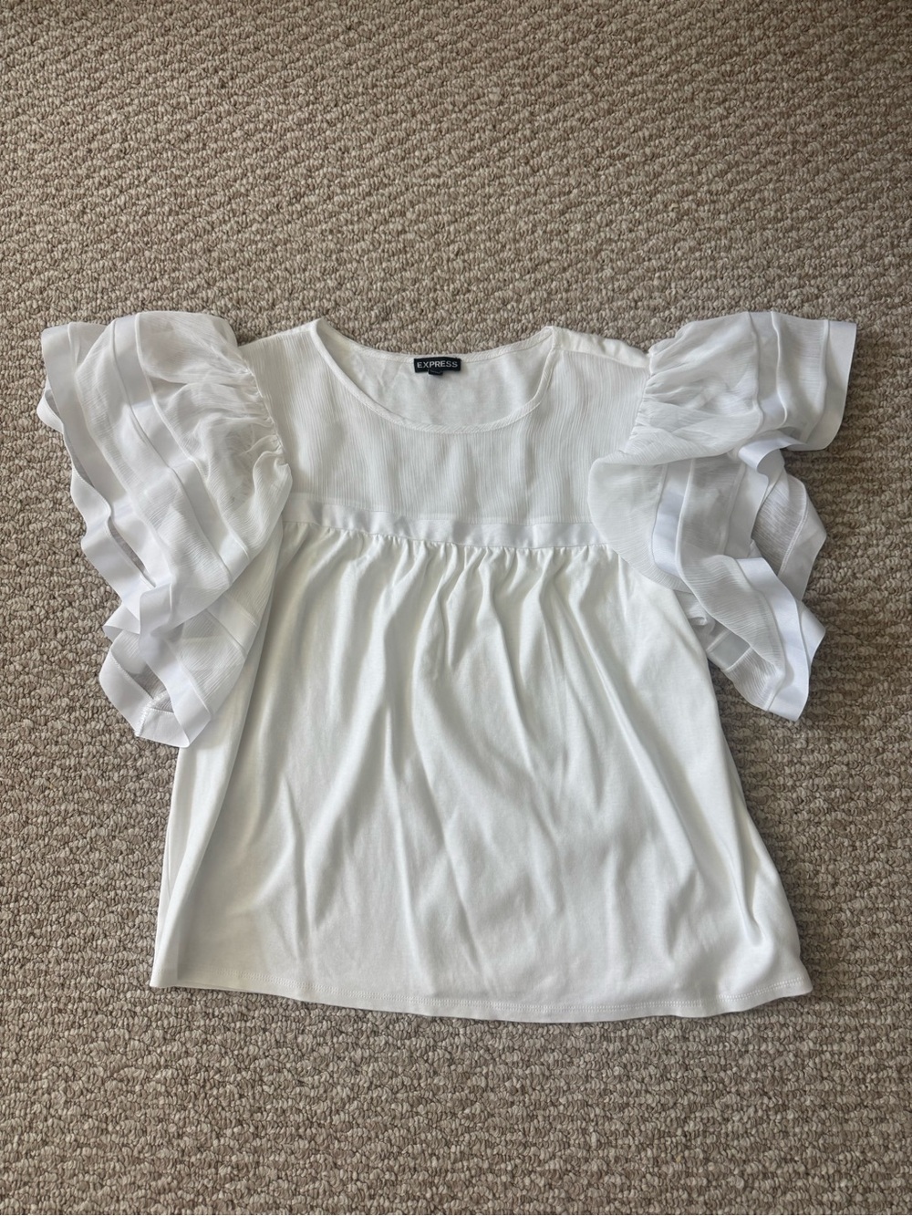 Express White Ruffle Sleeve Blouse